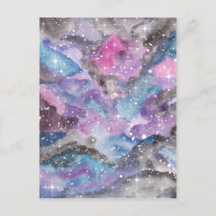 Cartão Postal Galáxia de Aquarelas de Arte Espacial