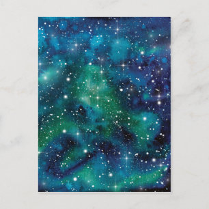 Cartão Postal Galáxia de Aquarelas de Arte Espacial