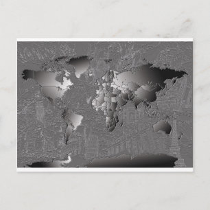 Cartão Postal galáxia de mapa mundial, preto e branco 5