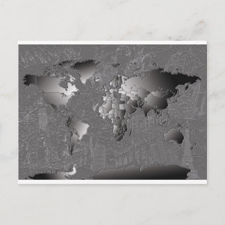 Cartão Postal galáxia de mapa mundial, preto e branco 5