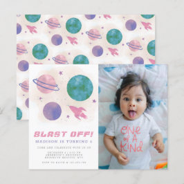 Cartão Postal Galaxy Space Watercolor Planet 4th Foto de anivers