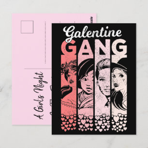 Cartão Postal Galentine Gang Vintage Namorados Female Faces