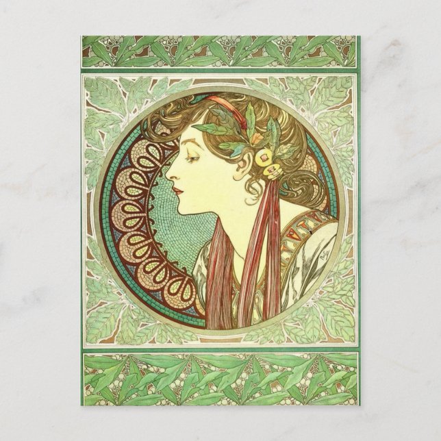 Cartão Postal Galeria Vintage Alphonse Mucha LaurelHD (Frente)