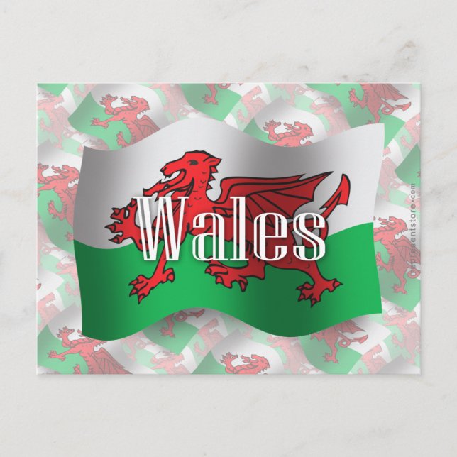 Cartão Postal Gales Waving Flag (Frente)
