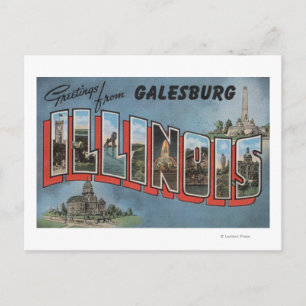 Cartão Postal Galesburg, Illinois - Cenas com Letra Grande