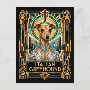 Cartão Postal Galgo Italiano, Cão Art Deco