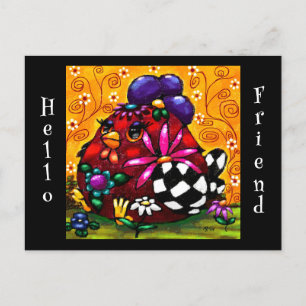 Cartão Postal Galinha Chocante Chunky Floral Whimsical