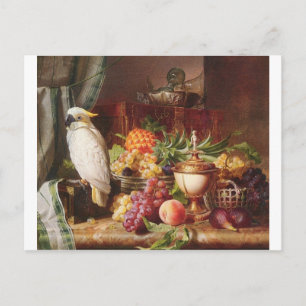 Cartão Postal Galinha de fruta exótica de papagaio branco