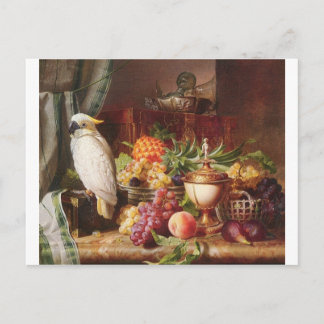 Cartão Postal Galinha de fruta exótica de papagaio branco