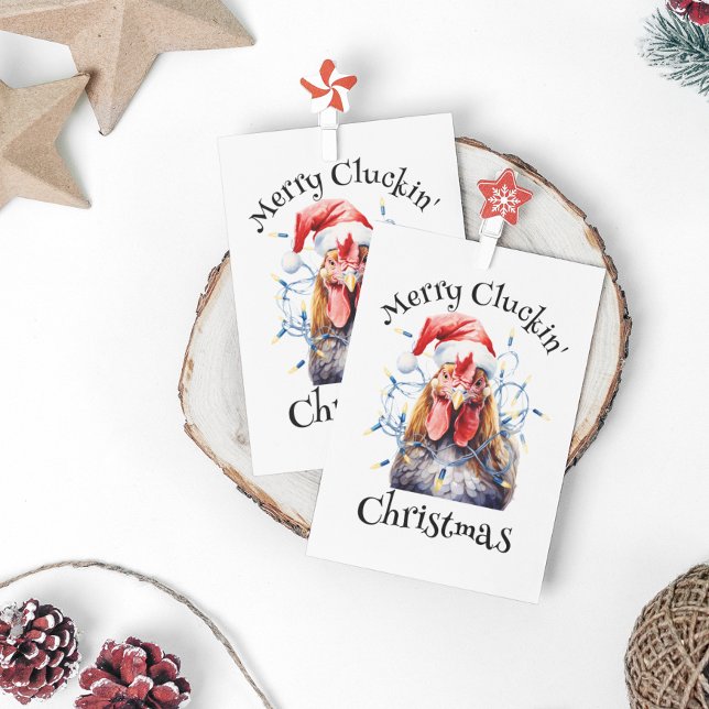Cartão Postal Galinha de Natal do Cluckin da feliz (Criador carregado)