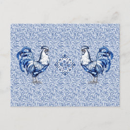 Cartão Postal Galinha De rico Azul E Galo Branco