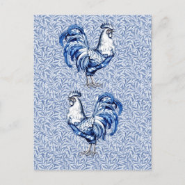 Cartão Postal Galinha De rico Azul E Galo Branco