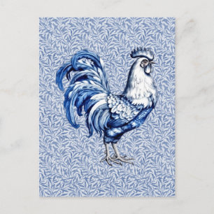 Cartão Postal Galinha De rico Azul E Galo Branco