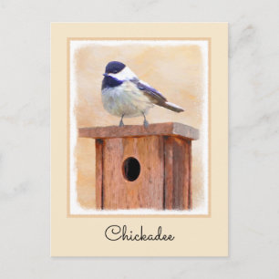 Cartão Postal Galinha em Birdhouse Pintura Original de Pássaros