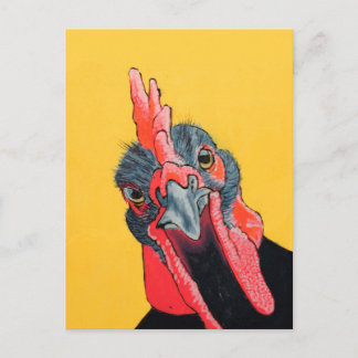 Cartão Postal Galinha irritada em amarelo