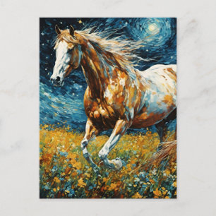 Cartão Postal Galloping Pinto Stallion Van Gogh