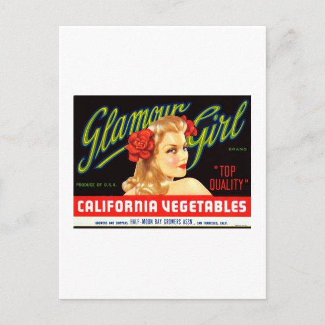 Cartão Postal Galmour Girl California Vegetals (Frente)