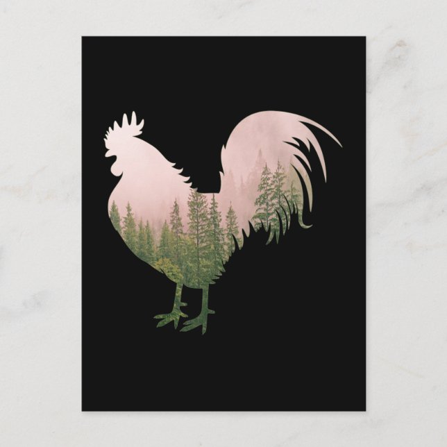 CARTÃO POSTAL GALO DA NATUREZA ESTILO FLORESTA DE FRANGO (Frente)