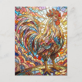 Cartão Postal Galo de Ouro da Mosaico Cantando Luz