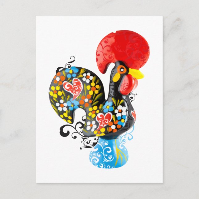 Cartão Postal Galo Famoso de Barcelos Nr 06 - edição floral (Frente)
