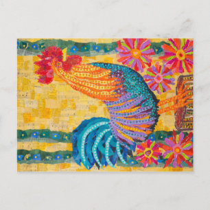 Cartão Postal Galo nas Flores
