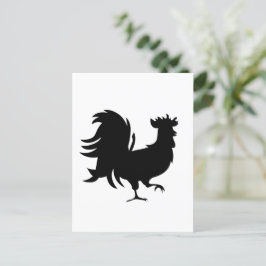 Cartão Postal Galo preto fofo sortudo 