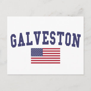 Cartão Postal Galveston EUA Flag