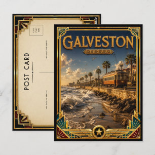 Cartão Postal Galveston Texas Arte Deco Vintage Era de Ouro