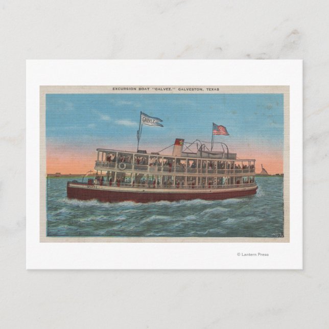 Cartão Postal Galveston, TX - Vista de Galvez (Frente)