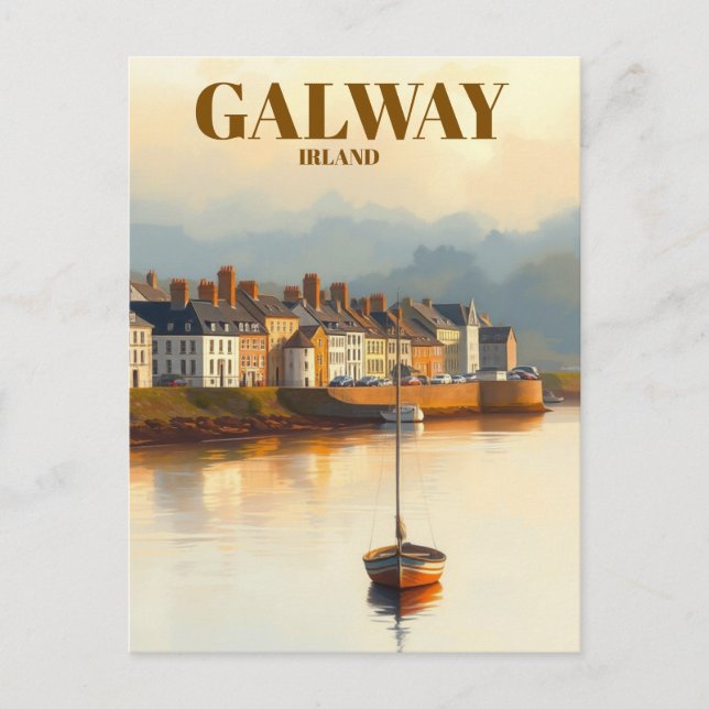 Cartão Postal Galway Ireland Vintage Familiar Viagem Place (Frente)