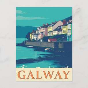 Cartão Postal Galway Irlanda Antigo Local de Viagem Famoso