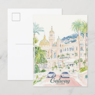 Cartão Postal Galway Irlanda Ilustração de pintura a guache Viag