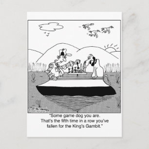 Cartão Postal Game Dog Joga Xadrez