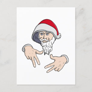 Cartão Postal Gangsta legal Hip Hop Hand Rap Santa Claus