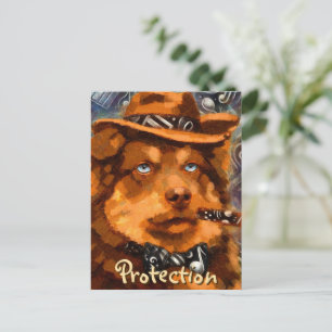 Cartão Postal Gangster Canino Caprichoso Arte Retro Noir Olhos A