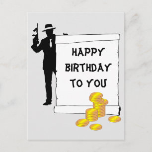 Cartão Postal Gangster - Feliz aniversário engraçado, personaliz