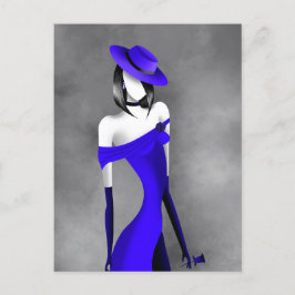 Cartão Postal Gangster Romântico Lady com Cartão-Postal Rosa