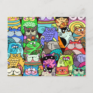Cartão Postal Gangue de Gata Engraçado da Rua Crowded Engraçad