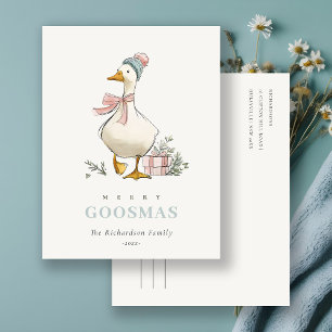 Cartão Postal Ganso de Natal Goosmas Engraçado Alegre 