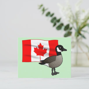 Cartão Postal Ganso e bandeira canadense