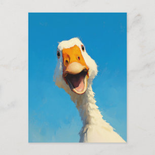 Cartão Postal Ganso Feliz Sob o Céu Azul