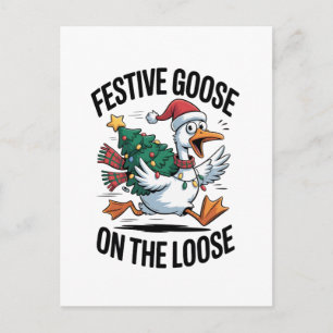 Cartão Postal Ganso Festivo à Solta Ganso Engraçado 