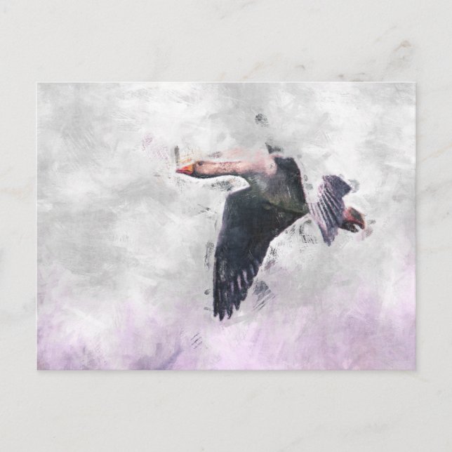 Cartão Postal Ganso Greylag Voador (Frente)