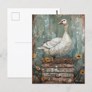 Cartão Postal Ganso Whimsical em um ninho