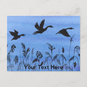 Cartão Postal Gansos em Voo