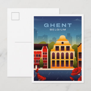 Cartão Postal Gante Bélgica Arte Viagem Vintage
