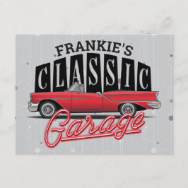 Cartão Postal Garagem Clássica do Carro Faux Neon 1950