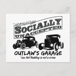 Cartão Postal Garagem de Outlaw. Banda quente socialmente não ac