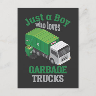 Cartão Postal Garbage Truck amoroso Boy Toddler Reciclagem Legal