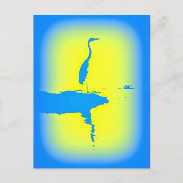 Cartão Postal garça azul ao nascer do sol (Frente)